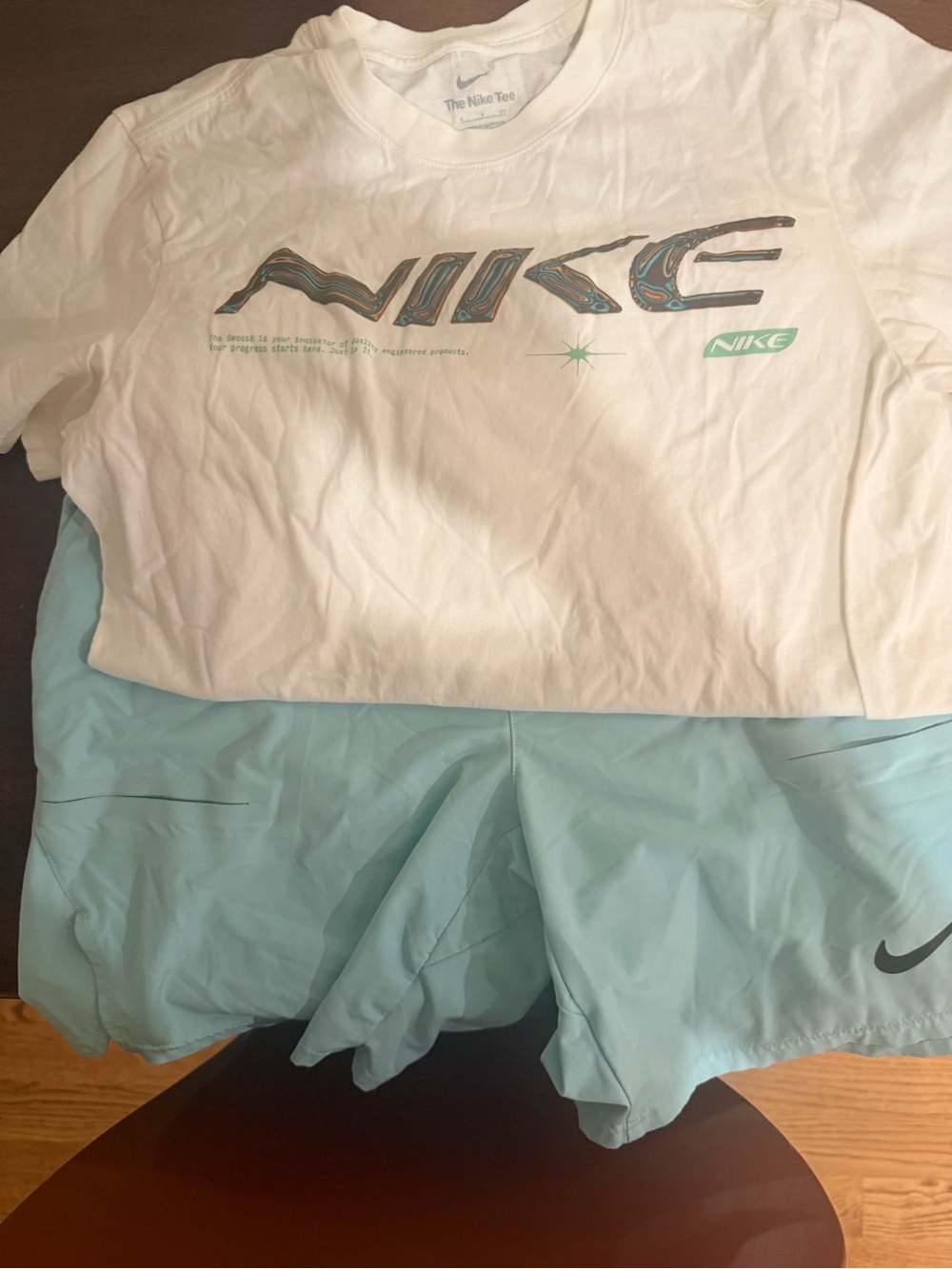 Nike Men’s Light Blue Athletic Shorts with shirt